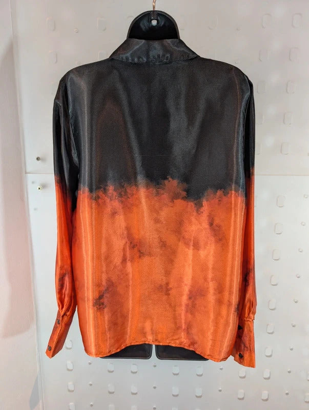 Forever Unique Orange Black Ombré Satin Shirt UK10
