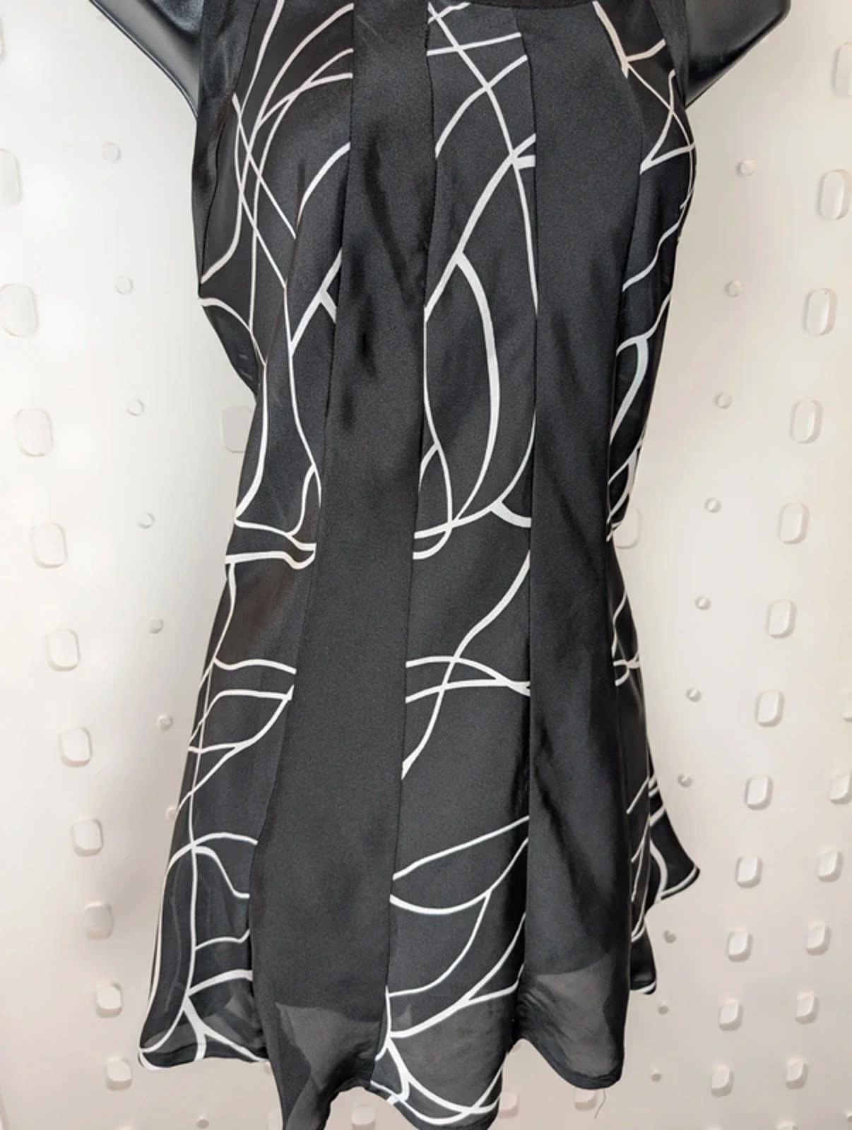 Epilogue Black Tunic Top UK12 Longline Flared Contrast Panel Lightweight