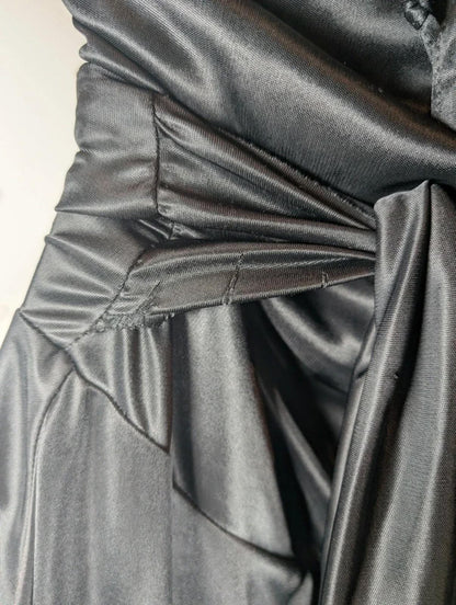 Black Draped Halter Dress M/L – 90s Style Hanky Hem