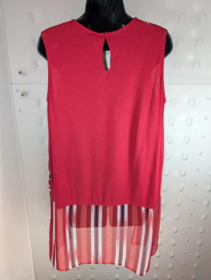 Per Una Striped Longline Tunic Top Red Black White UK14 NWT