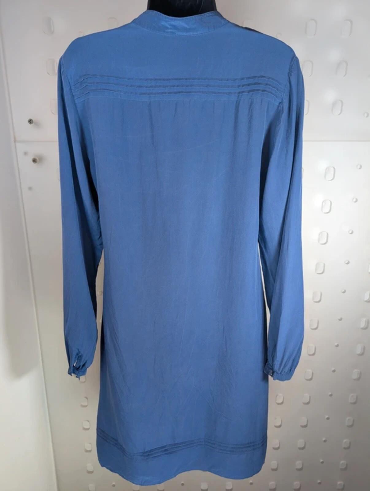 Episode Vintage Silk Shift Dress Blue Long Sleeve UK12