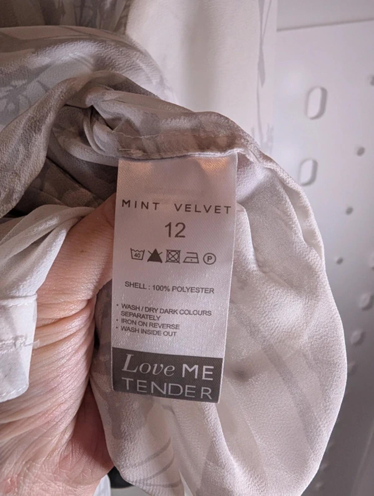 Mint Velvet Elderflower Print Sheer Blouse White UK12