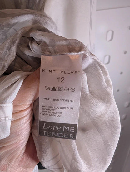 Mint Velvet Elderflower Print Sheer Blouse White UK12