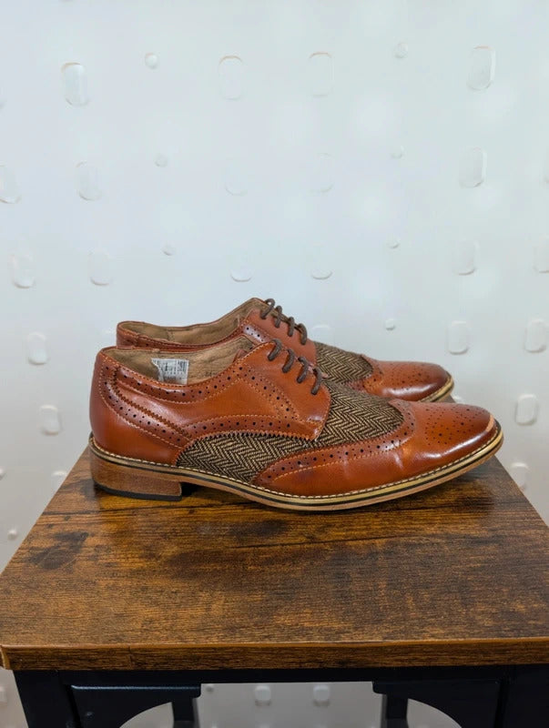 GOOR Boys Leather Herringbone Brogue Shoes UK5 B410B