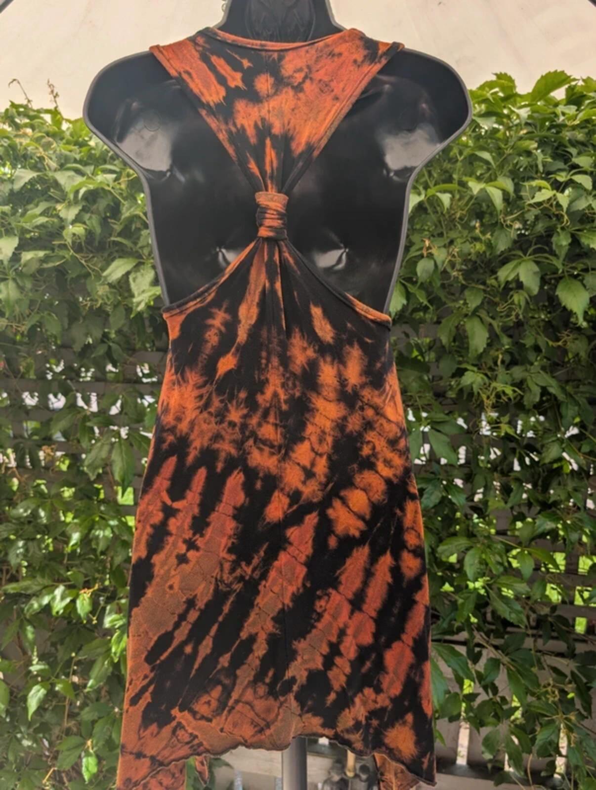 Vivo Tie Dye Longline Top Orange Black Medium