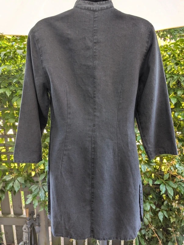 Boden 100% Linen Longline Shirt Jacket Black UK8