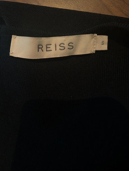 Reiss black stretch bodycon dress with scoop neck – size S