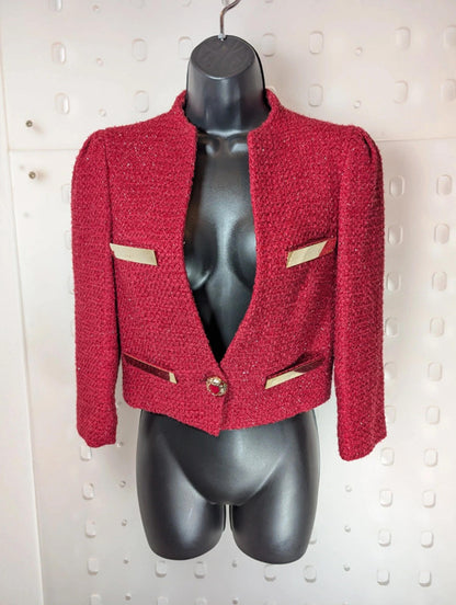 Mangano Cropped Bouclé Jacket – IT42 (UK 10) Gold Detail
