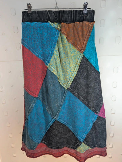 Gringo Patchwork Midi Skirt Fair Trade Cotton Nepal M/L