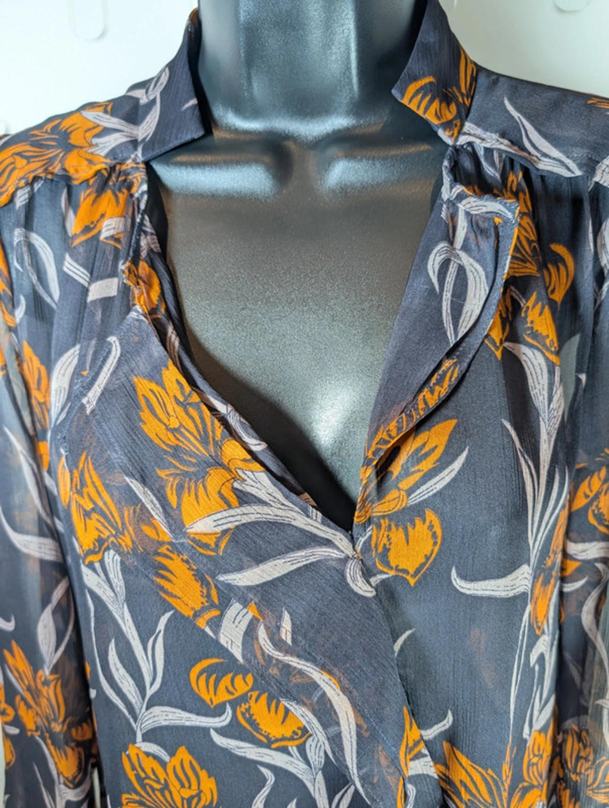 Great Plains sheer floral frill blouse – Size S