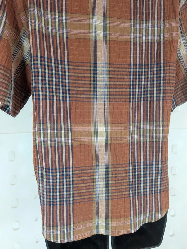 Vintage St Michael M&S Rust Olive Check Shirt UK10 Made in UK