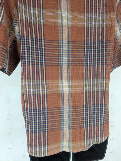 Vintage St Michael M&S Rust Olive Check Shirt UK10 Made in UK
