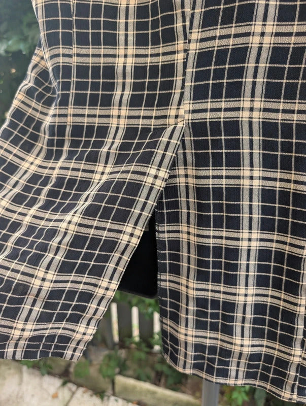 Vintage Meiling Check Longline Sleeveless Shirt UK16