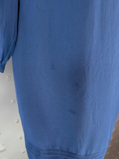 Episode Vintage Silk Shift Dress Blue Long Sleeve UK12