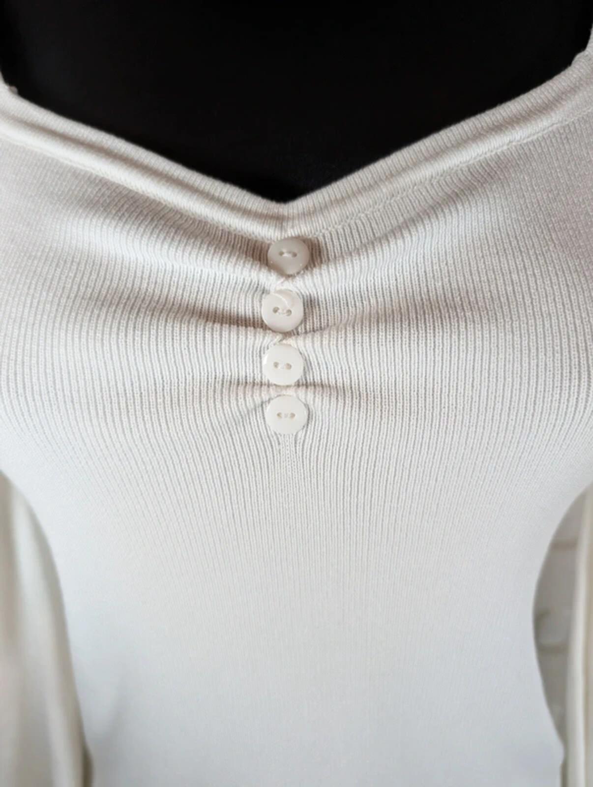 LUC-CE Off White Puff Sleeve Sweetheart Neck Knit Jumper UK10–12