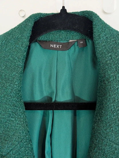 Next Emerald Green Oversized Gold Button Blazer Jacket UK14
