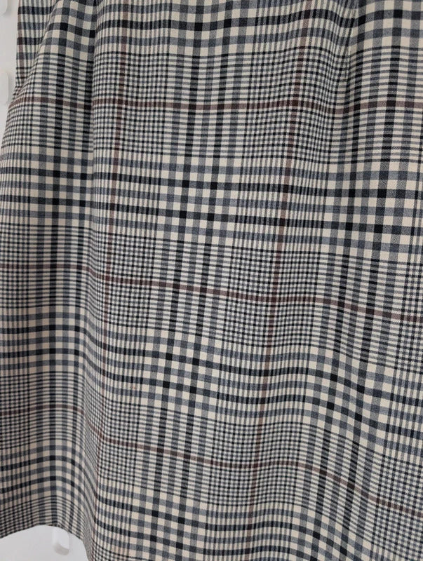 Vintage St Michael Check Wool Blend Pencil Skirt UK8 Made in Germany