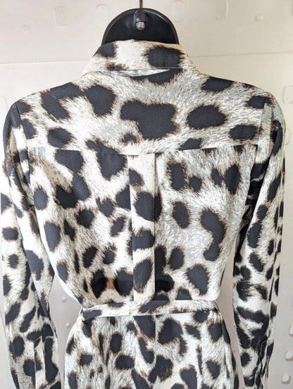 Dancing Leopard Leopard Print Shirt Dress with Belt – XS
