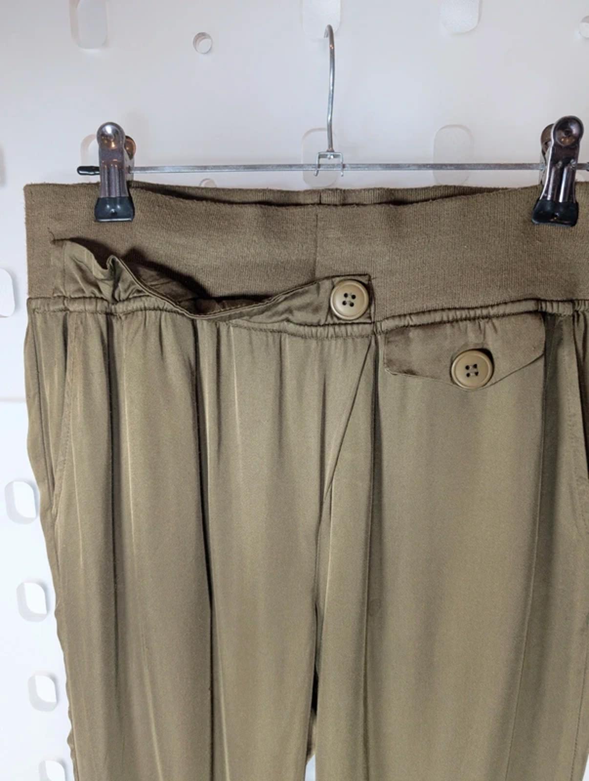 Nu Denmark Khaki Satin Cargo Joggers UK S