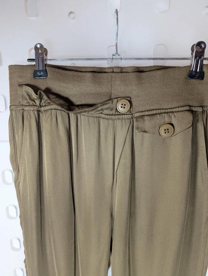 Nu Denmark Khaki Satin Cargo Joggers UK S