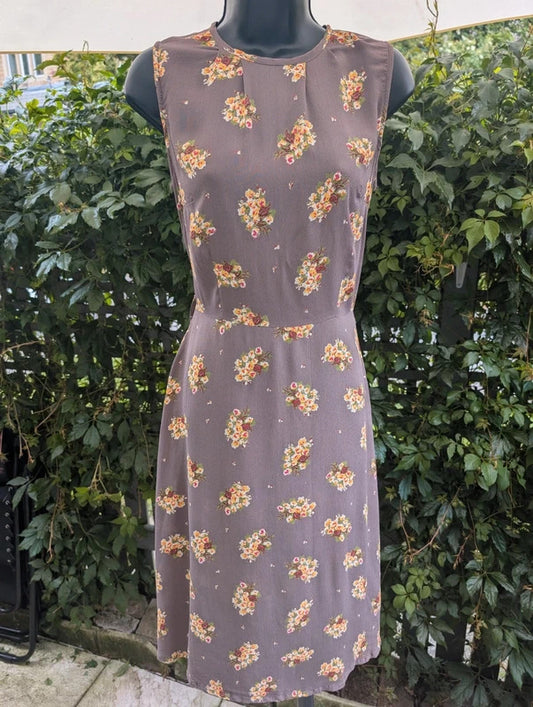 Alice Collins Floral Midi Dress Taupe UK10