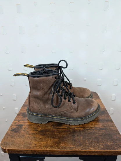 Dr. Martens Kids Brown Leather Lace Up Zip Boots UK13