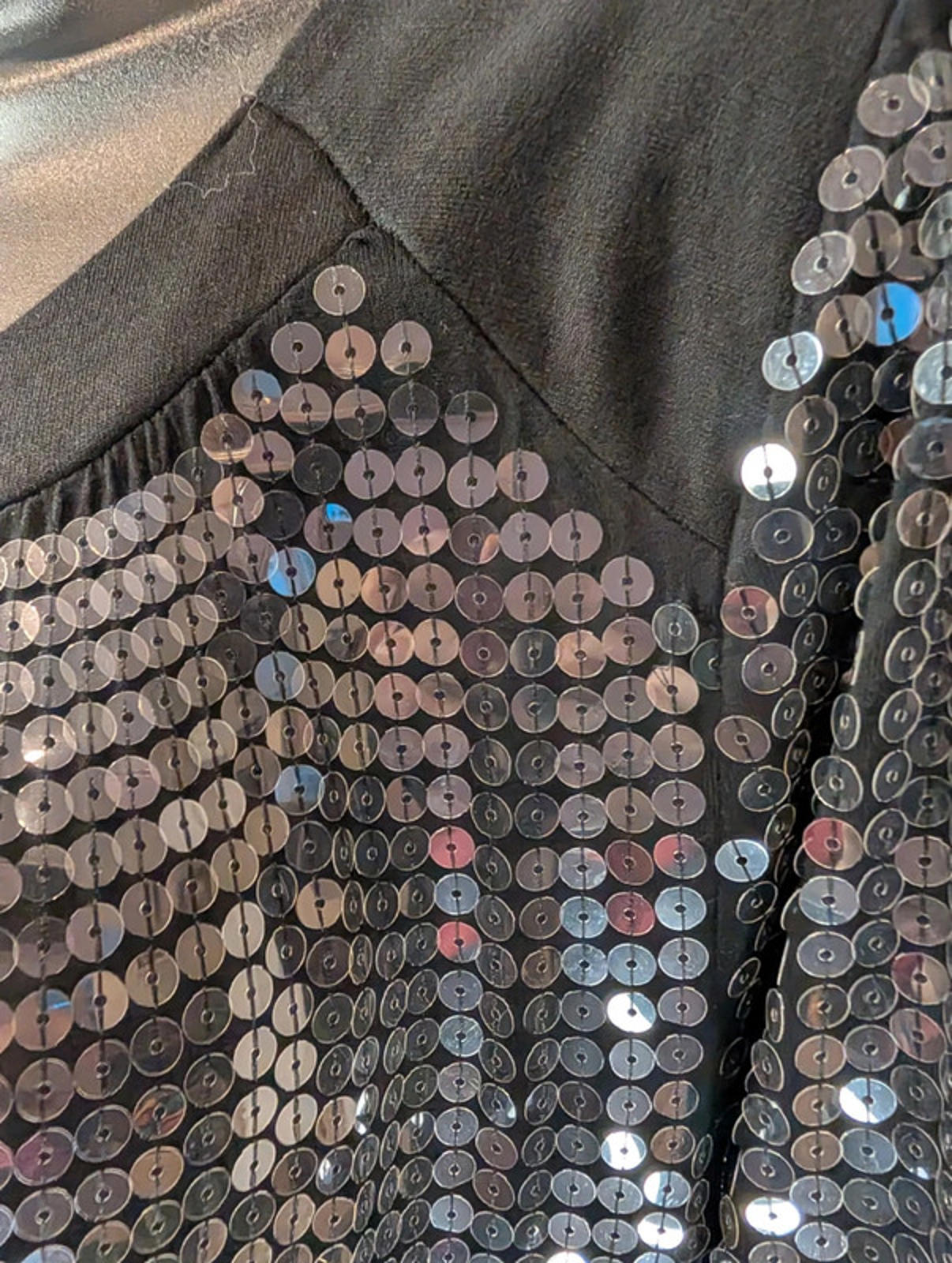 Reiss 1971 Black Sequin Long Sleeve Top Size S