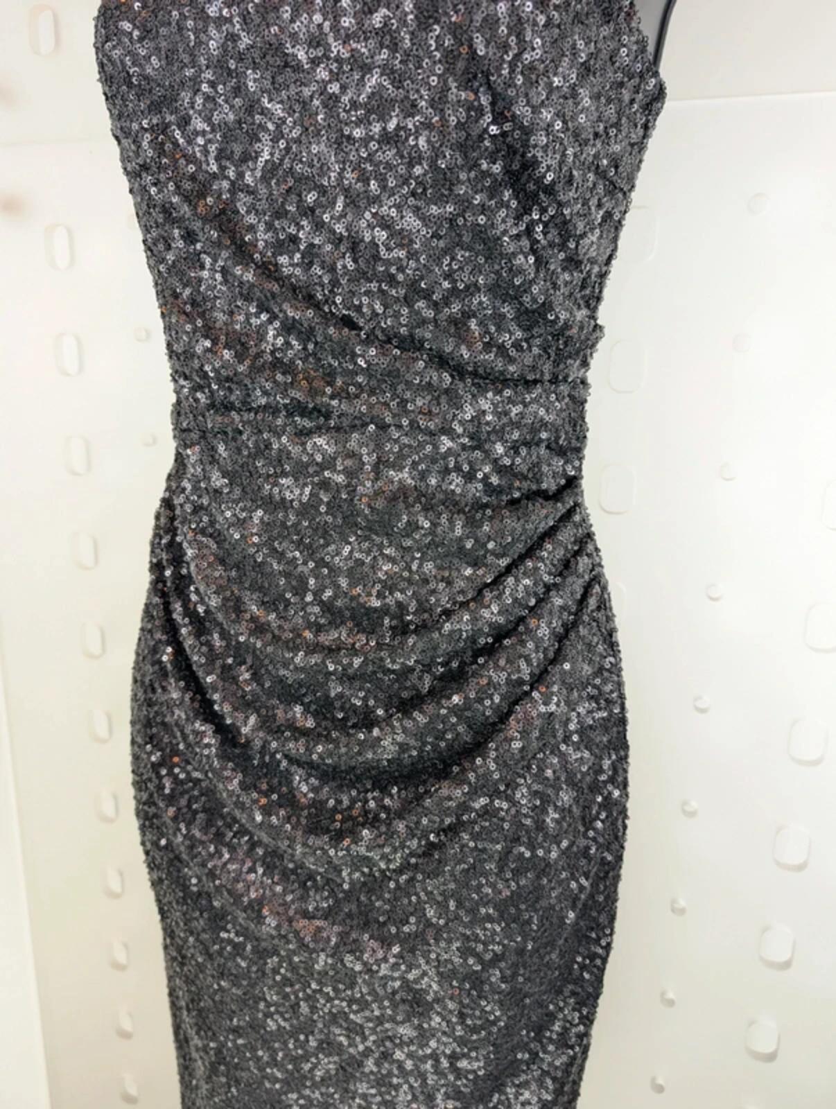Ariella London Black Sequin Bodycon Dress UK10 Made In England