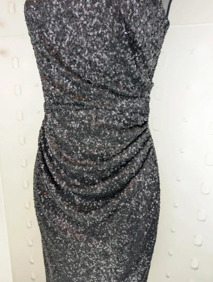 Ariella London Black Sequin Bodycon Dress UK10 Made In England