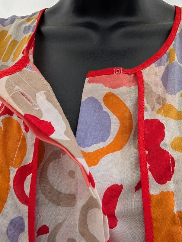 Vintage Chicot Abstract Floral Cotton Maxi Dress UK14