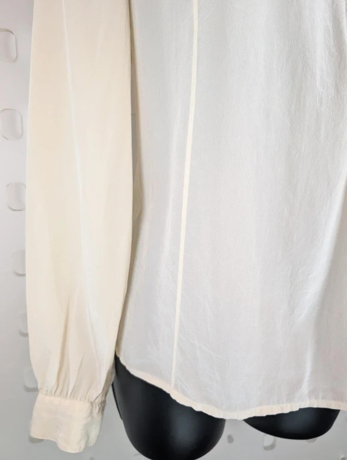 Whistles 100% Silk Blouse Cream Bow Neck UK14