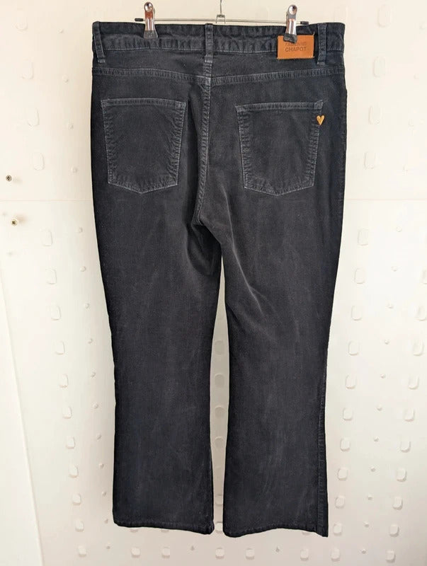 Fabienne Chapot Eva Black Corduroy Flare Trousers W29 L29