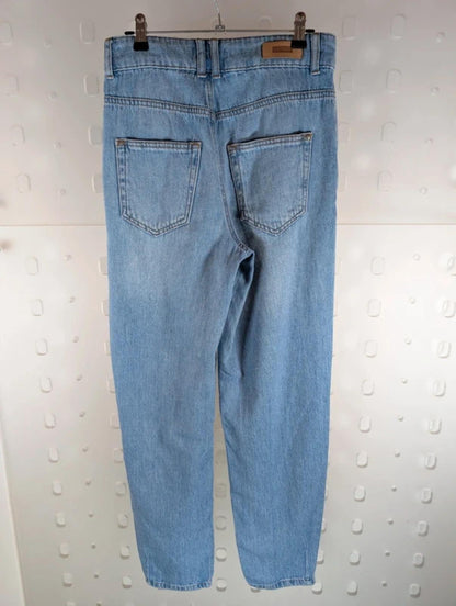 Numph NuStormy High Waist Mom Jeans UK8 Cotton Pleated Front