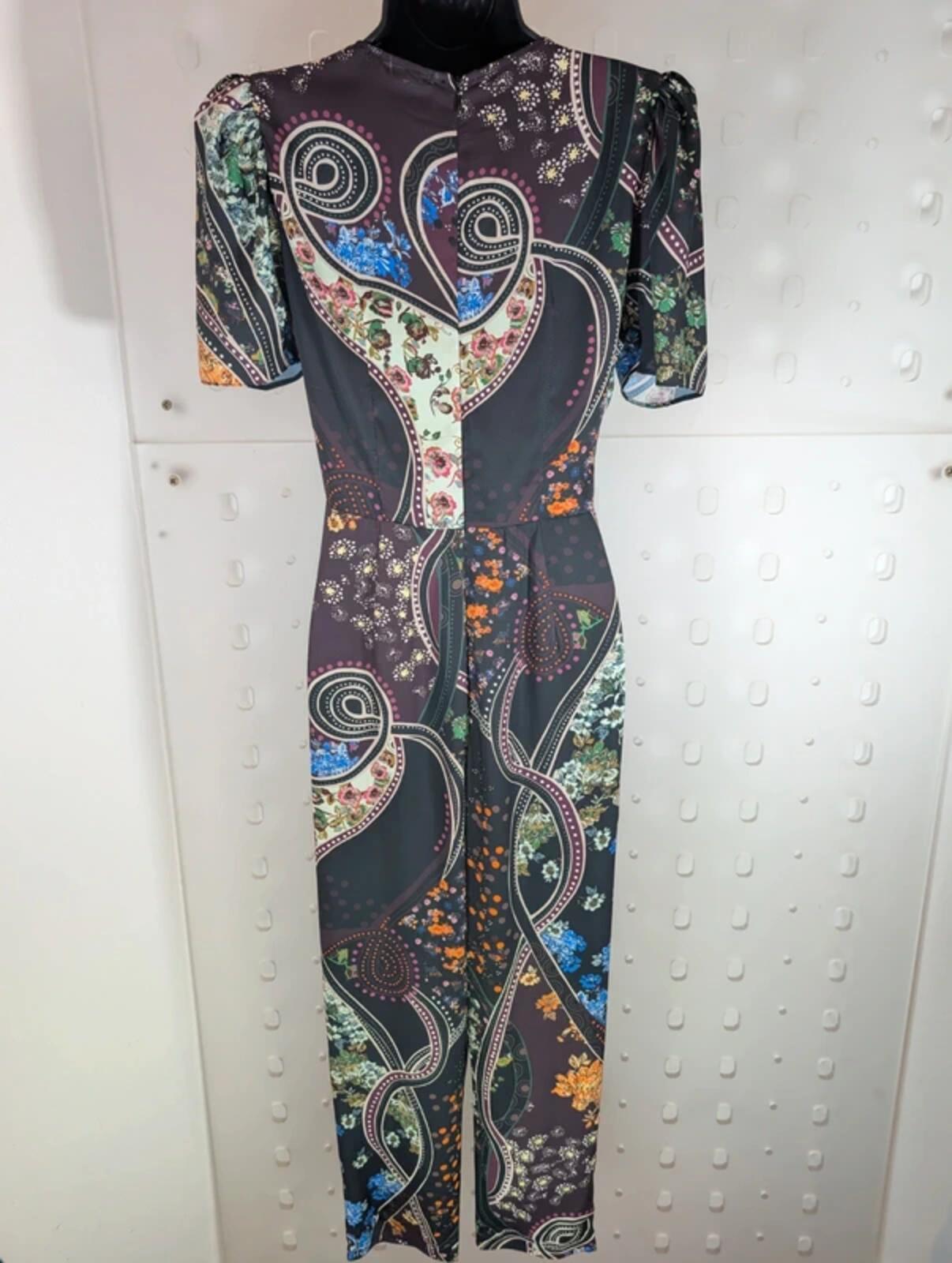Krisp Floral Patchwork Jumpsuit Black UK10