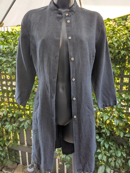 Boden 100% Linen Longline Shirt Jacket Black UK8