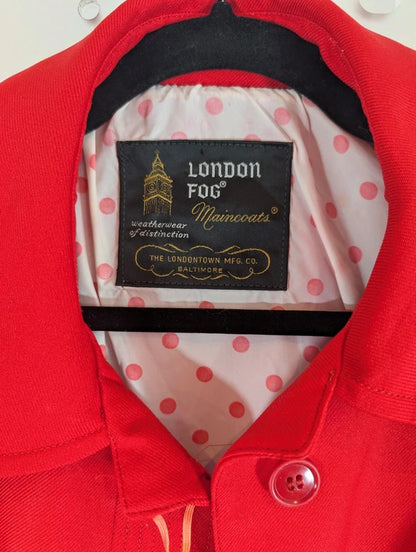 Vintage 1970s London Fog Bright Red Trench Mac Coat UK12