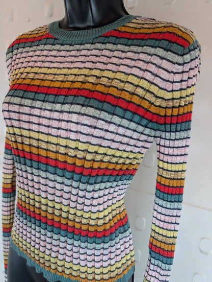 M&S Limited Edition Rainbow Metallic Ribbed Top UK12