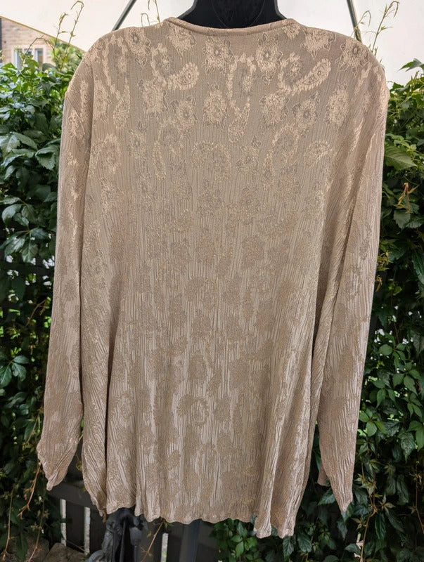 Profiles Plus Size Textured Floral Blouse Jacket Gold UK30