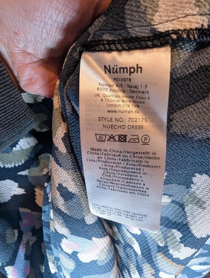 Nümph Nuecho Abstract Leopard Print Dress UK8 Scandi Style