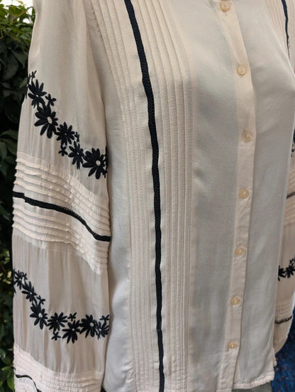 Fabienne Chapot Dune Embroidered Blouse Cream Size 34