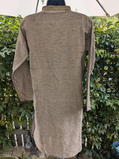 Handmade Bohemian Kaftan Dress Earthy Brown Copper Appliqué
