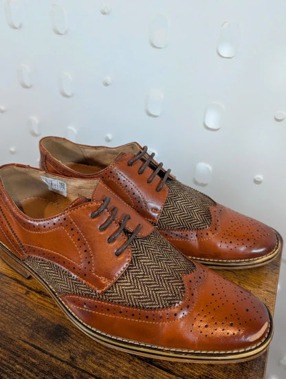 GOOR Boys Leather Herringbone Brogue Shoes UK5 B410B