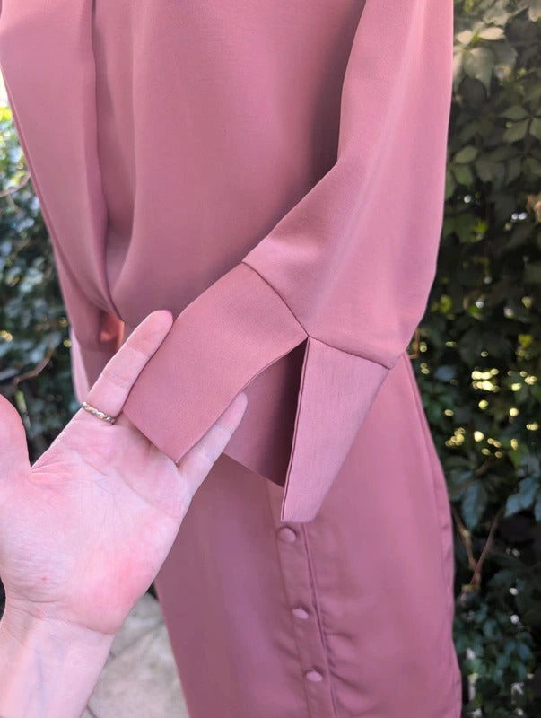 Liquorish Asymmetric Midi Dress Rose Pink UK10