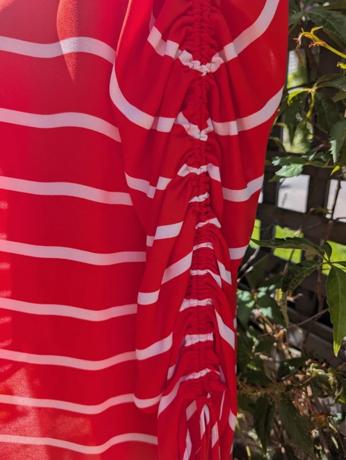 Studio by Preen Coral Stripe Ruched Sleeve Top UK16 NWT