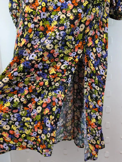 B.Young Black Floral Midi Dress EU36 UK8
