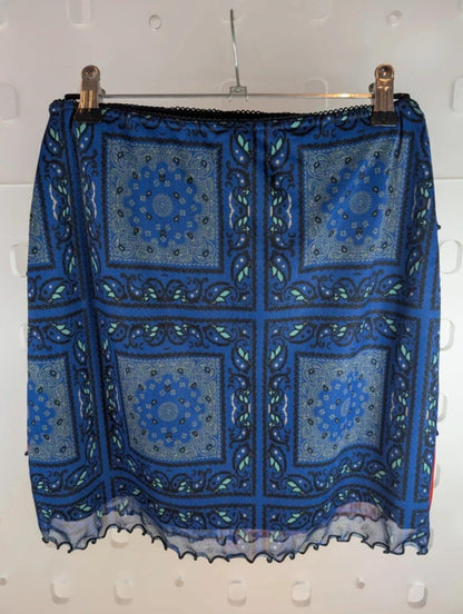 Urban Outfitters Patchwork Mesh Mini Skirt XS Boho Festival Y2K