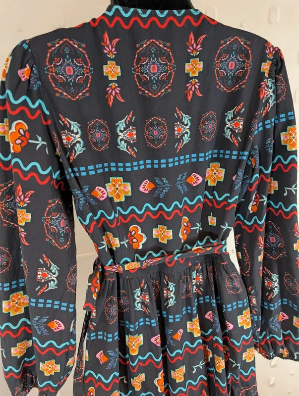 Never Fully Dressed Printed Cotton Wrap Dress UK12