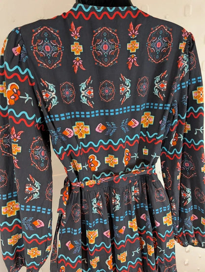 Never Fully Dressed Printed Cotton Wrap Dress UK12
