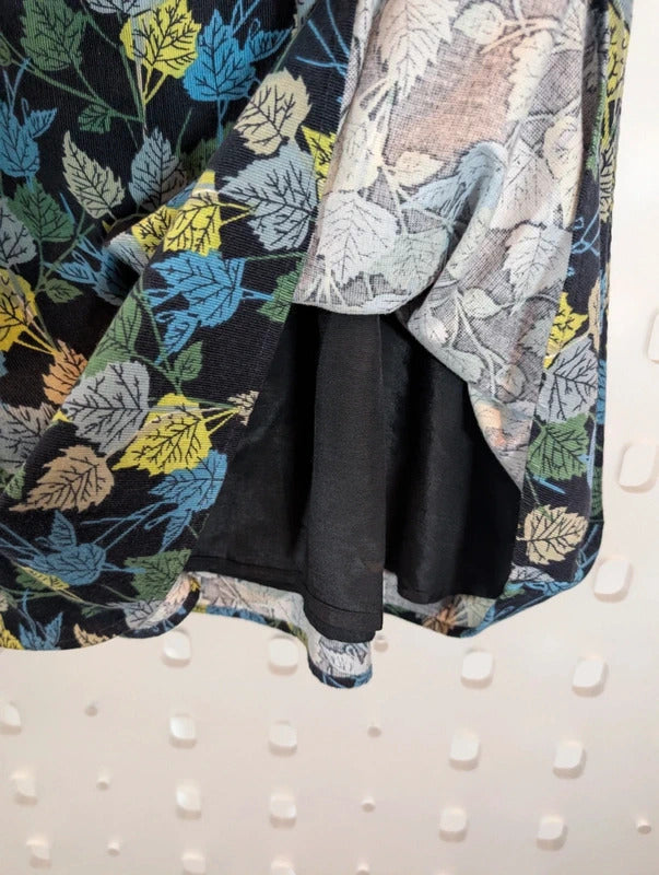Patra Cotton Needlecord Leaf Print Midi Skirt Medium