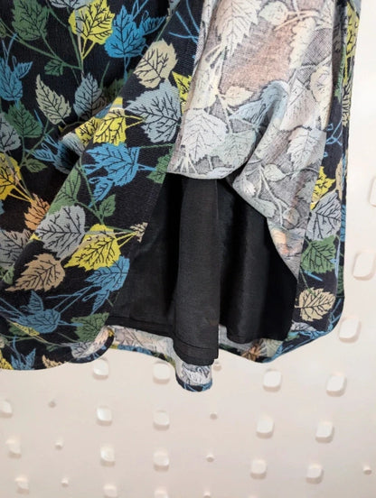 Patra Cotton Needlecord Leaf Print Midi Skirt Medium